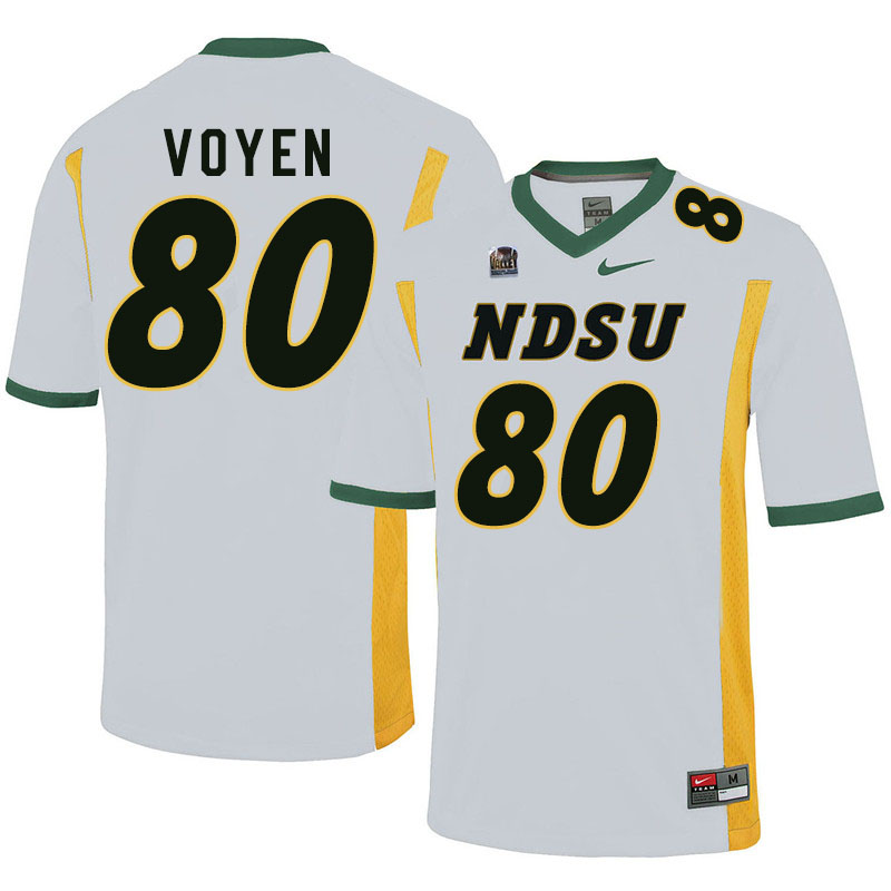 Men #80 Andy Voyen North Dakota State Bison College Football Jerseys Sale-White